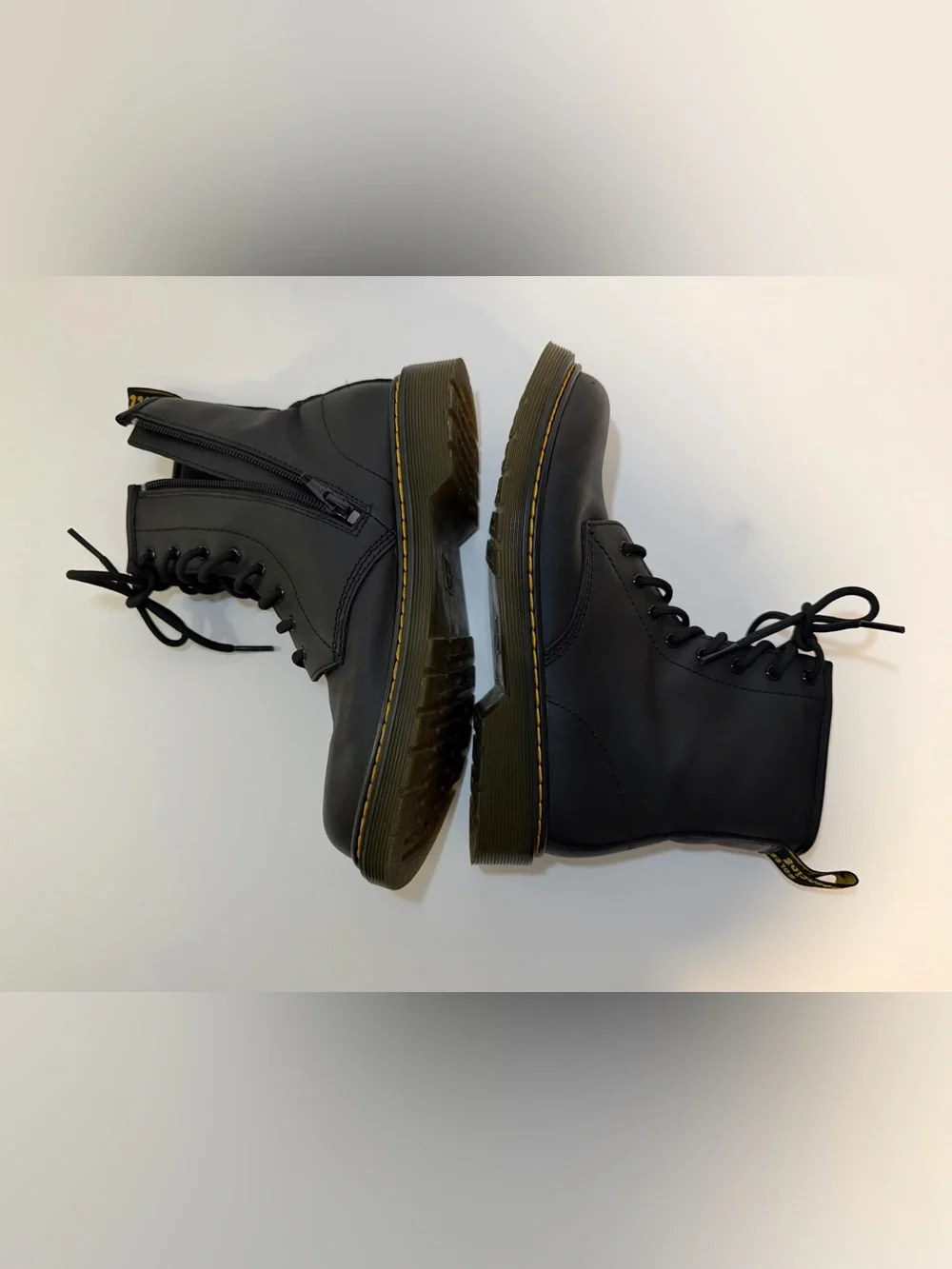 Dr. Martens 1460 Y Leather Combat Boots Lace Up Side Zipper Black Unisex US 5